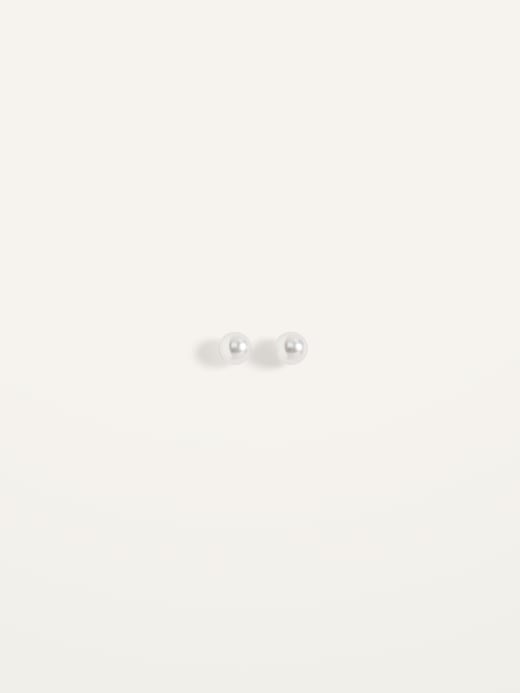 View large product image 2 of 2. Faux Pearl Stud Earrings For Women