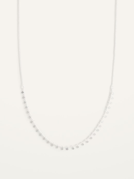 View large product image 2 of 2. Delicate Silver-Toned Pendant Disk Chain Necklace For Women