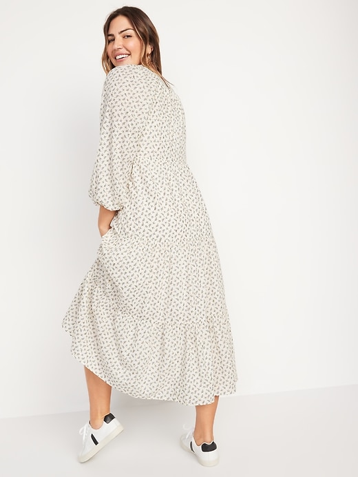 Image number 2 showing, Long-Sleeve Button-Down Tiered Midi Swing Dress