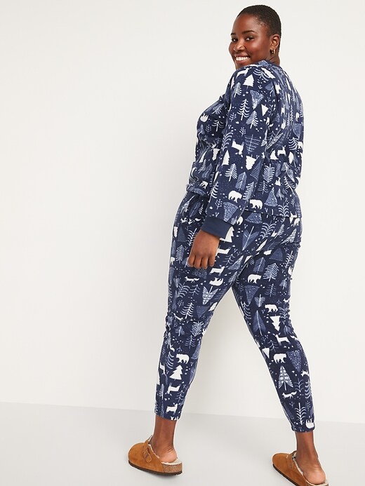 Image number 7 showing, Matching Printed Microfleece Pajama Set for Women