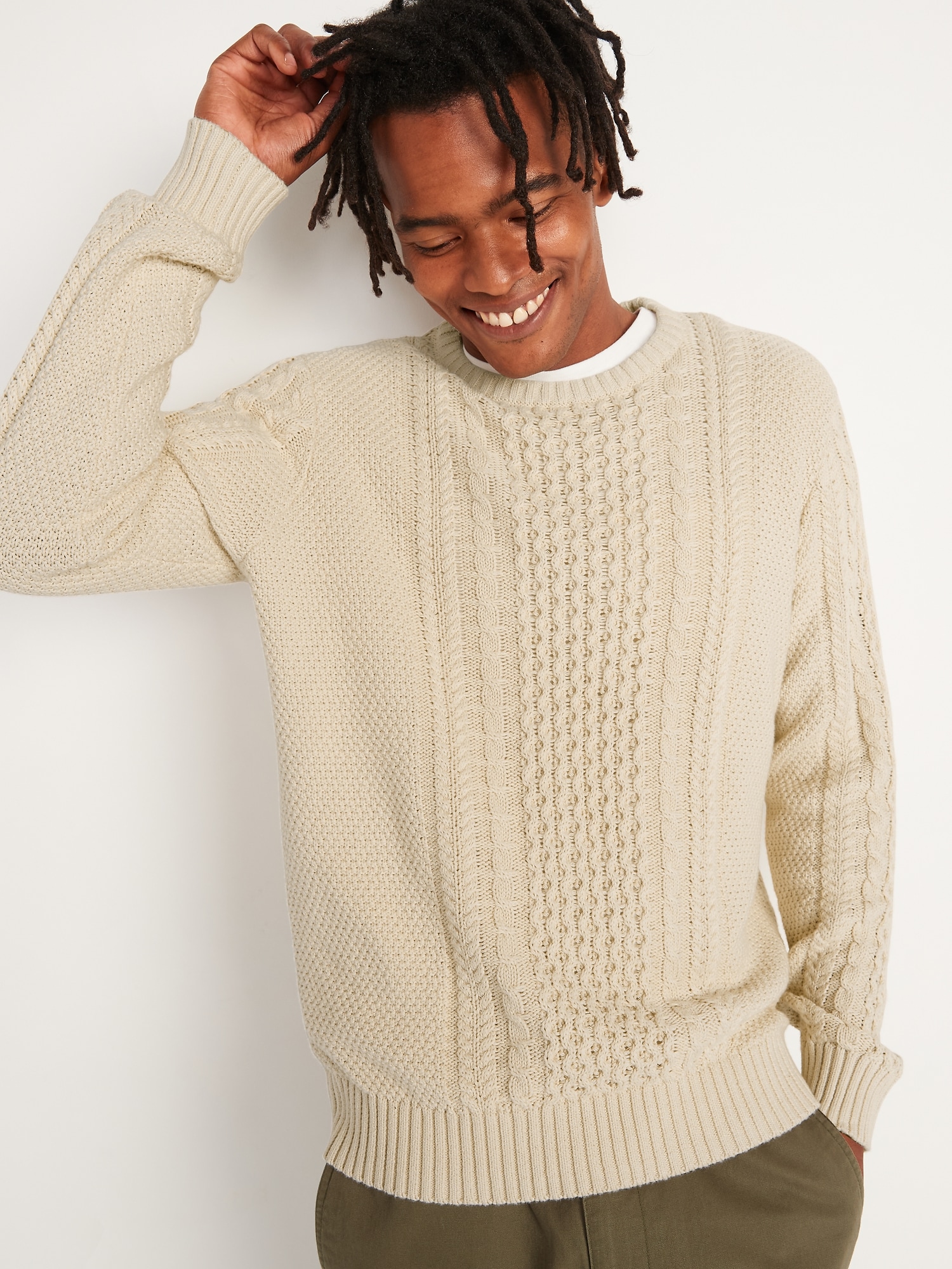 Cable-Knit Crew-Neck Sweater for Men | Old Navy
