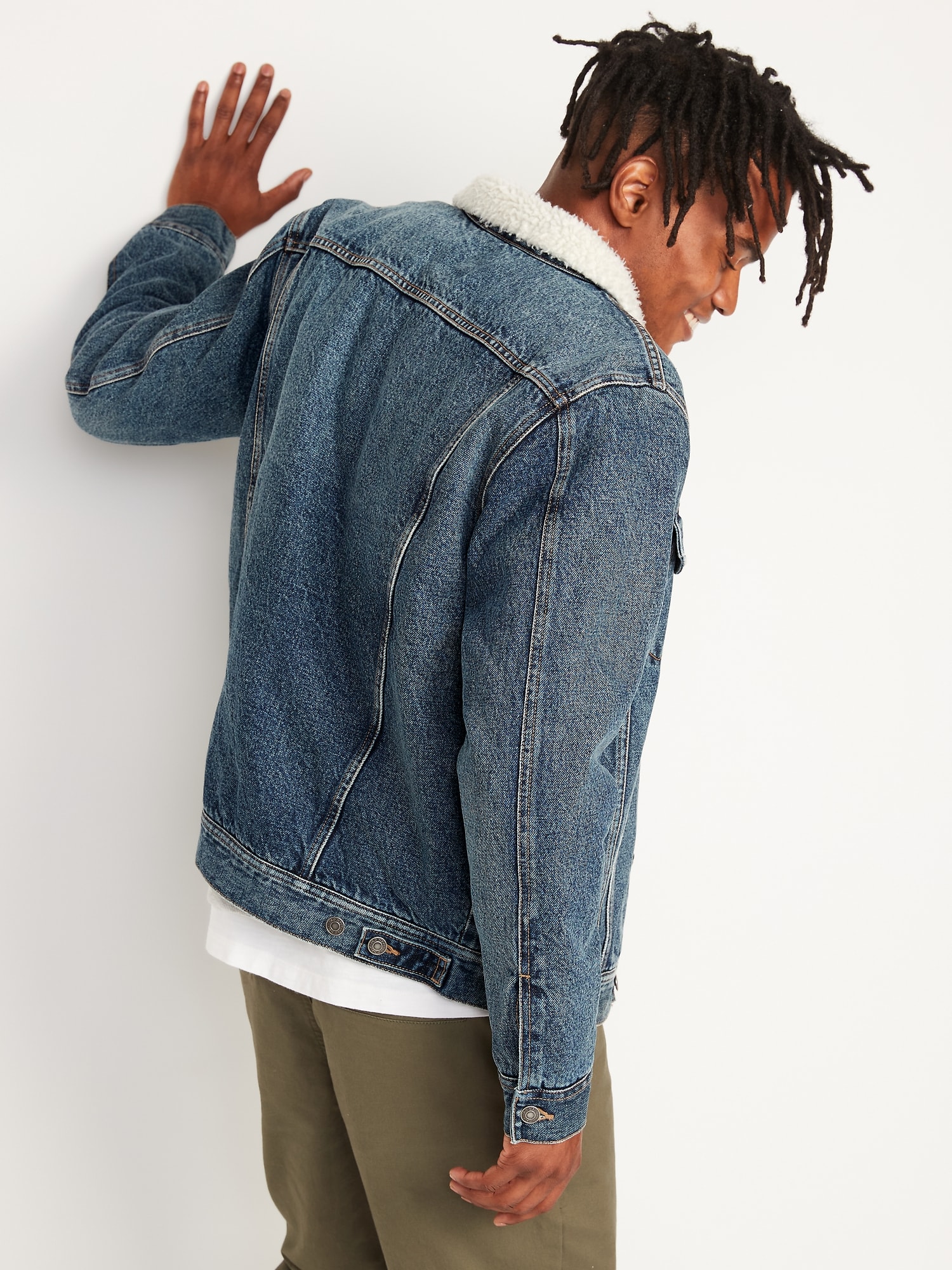 Sherpa-Lined Non-Stretch Jean Jacket for Men | Old Navy