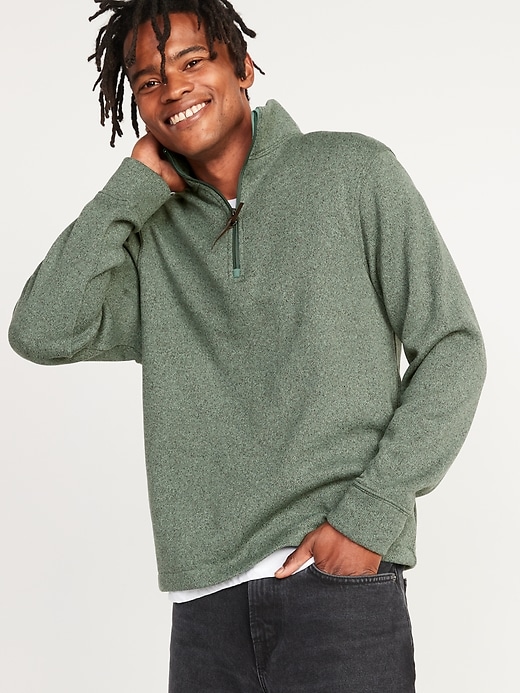 Old Navy Sweater-Fleece Mock-Neck Quarter-Zip Sweatshirt for Men. 1