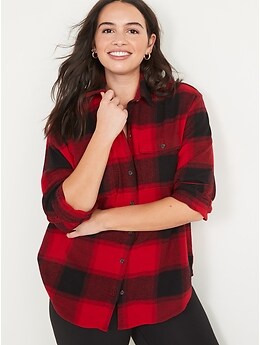 red and navy flannel shirt womens