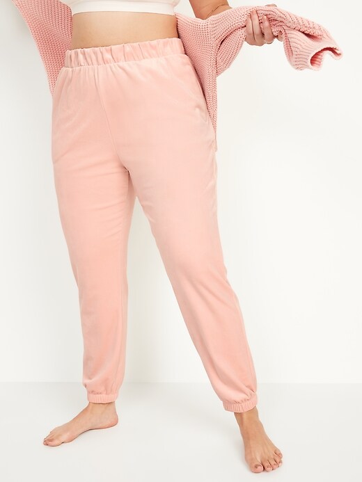 Image number 1 showing, High-Waisted Luxe Velvet Jogger Sweatpants for Women