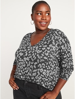 Long-Sleeve Oversized Leopard-Print Tee for Women | Old Navy