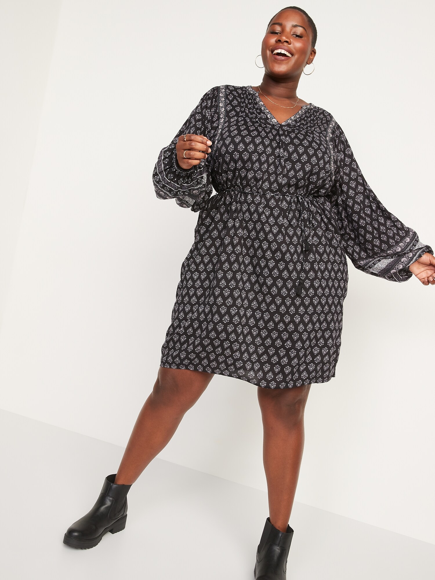 Oversized Long-Sleeve Printed Mini 