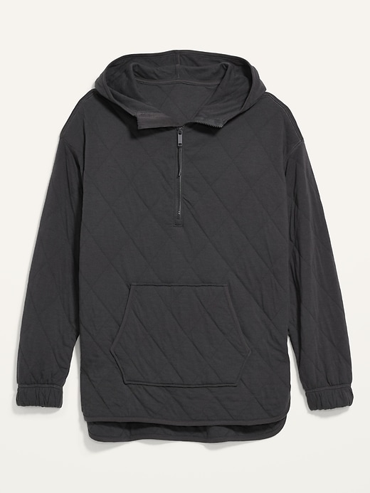Image number 4 showing, Quilted Quarter-Zip Tunic Hoodie