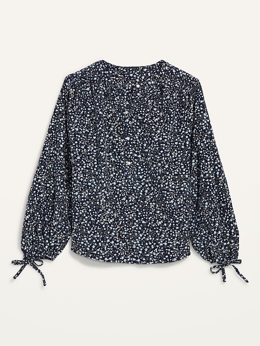 Image number 4 showing, Oversized Ditsy-Floral Corduroy Tie-Sleeve Top