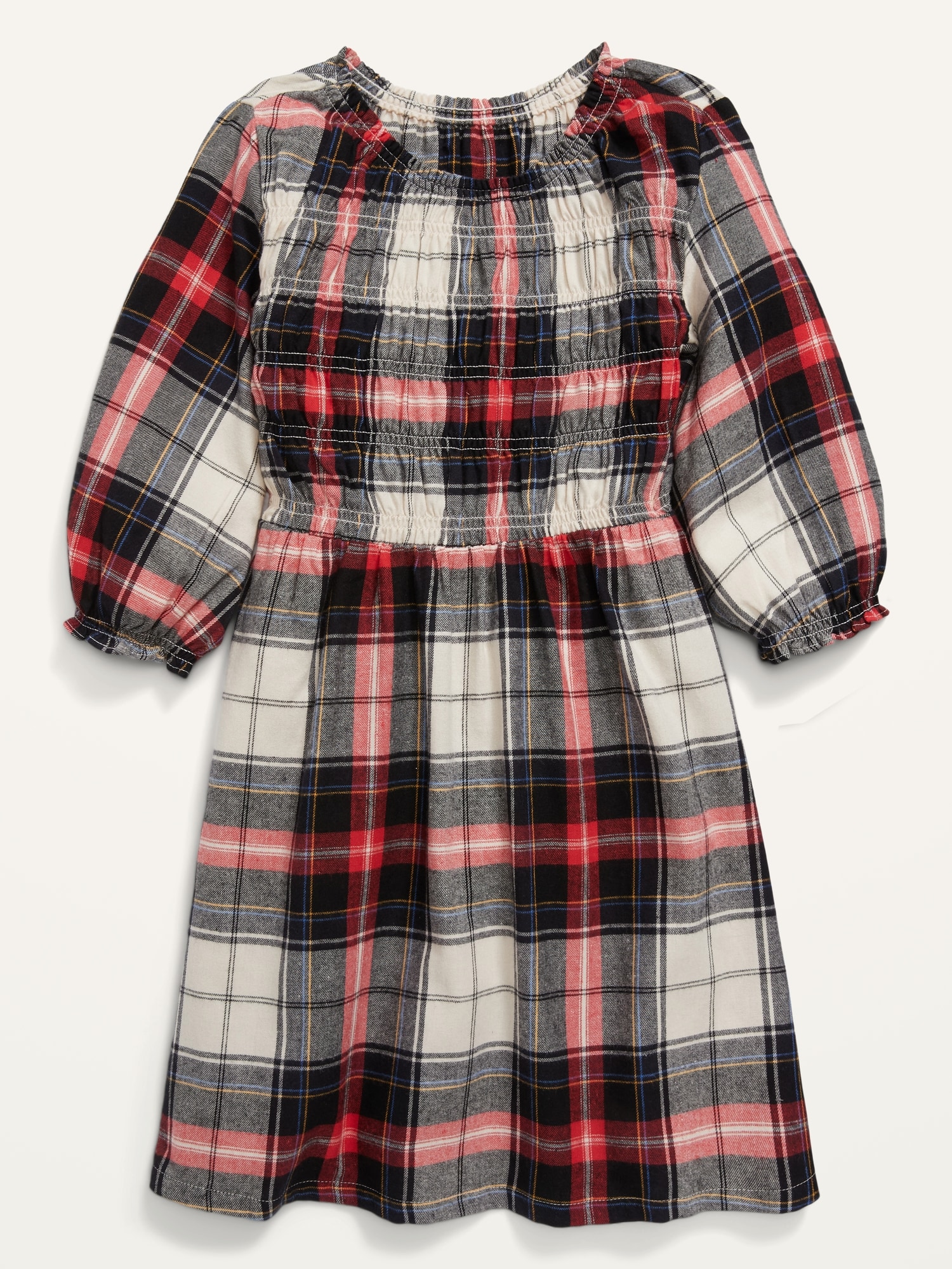 Plaid Flannel Smocked Long-Sleeve Dress for Girls | Old Navy