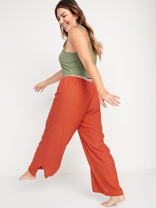 Image number 2 showing, Elastic-Waist Soft-Woven Wide-Leg Pajama Pants