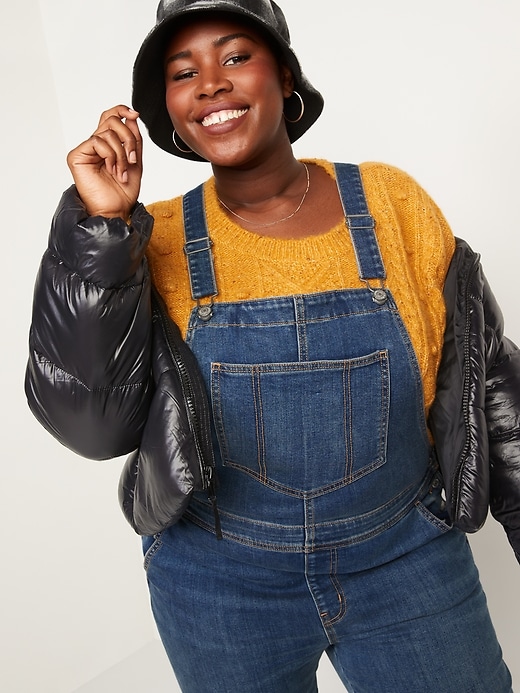 Image number 3 showing, O.G. Straight Built-In Warm Dark-Wash Jean Overalls