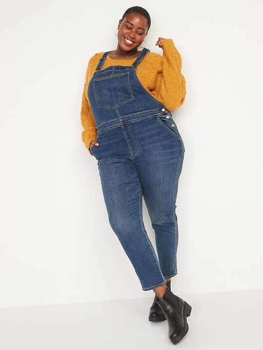 Image number 7 showing, O.G. Straight Built-In Warm Dark-Wash Jean Overalls