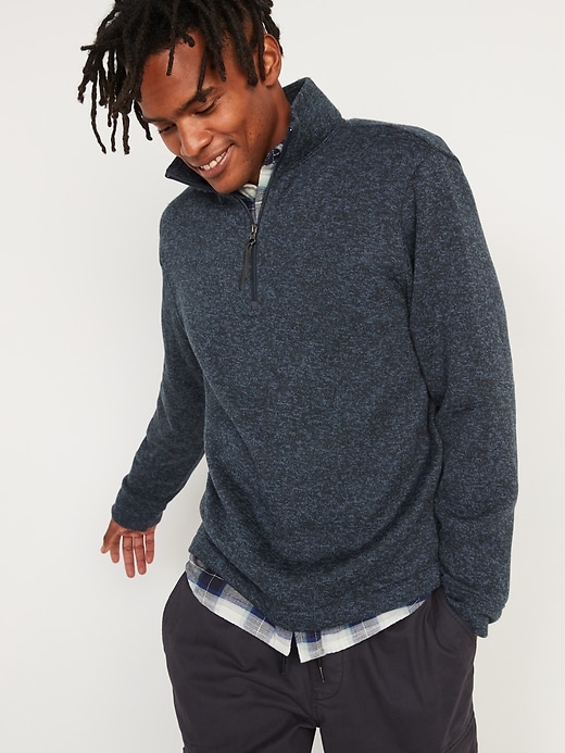 View large product image 1 of 1. Sweater-Fleece Mock-Neck Quarter Zip Sweatshirt