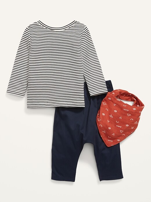 View large product image 2 of 2. Unisex Long-Sleeve T-Shirt  Pants and Bib 3-Piece Set for Baby