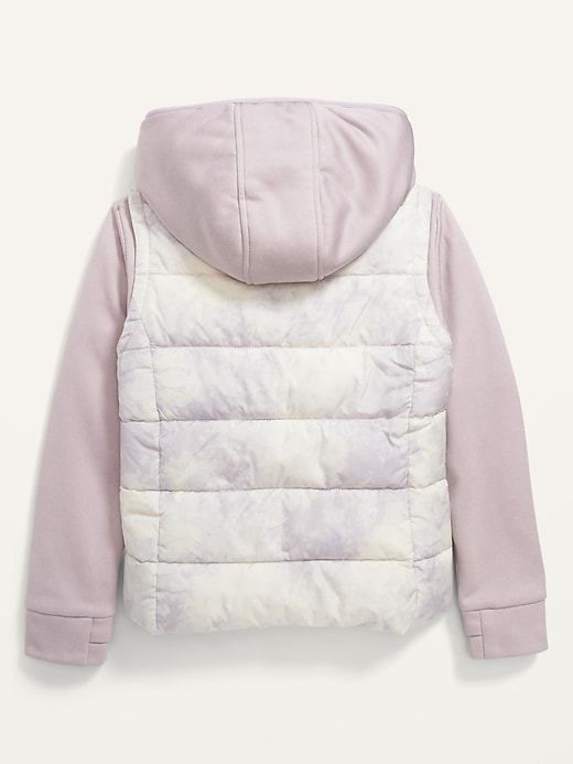 View large product image 2 of 2. Techie Fleece Hooded Hybrid Zip-Front Jacket for Girls