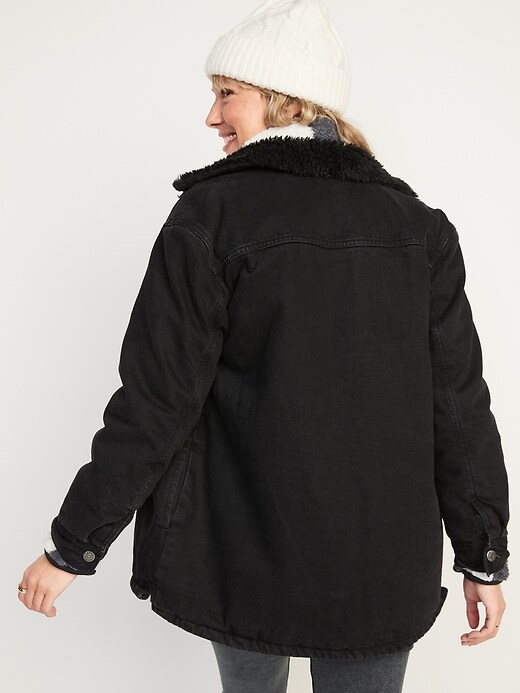Image number 2 showing, Sherpa-Lined Jean Shacket for Women