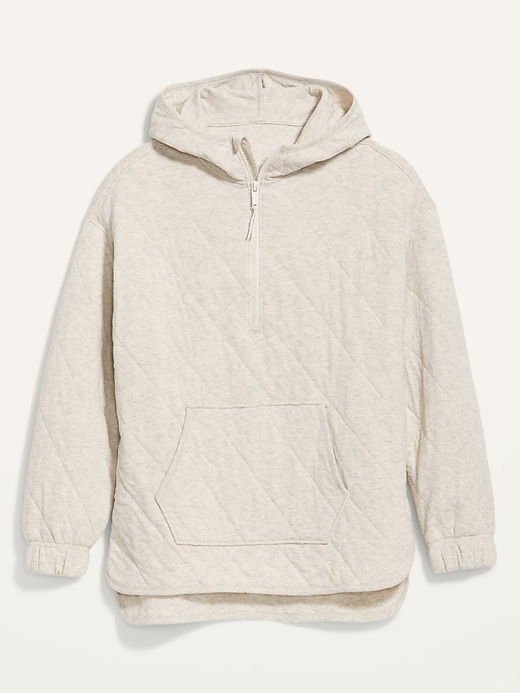 Image number 4 showing, Quilted Quarter-Zip Tunic Hoodie