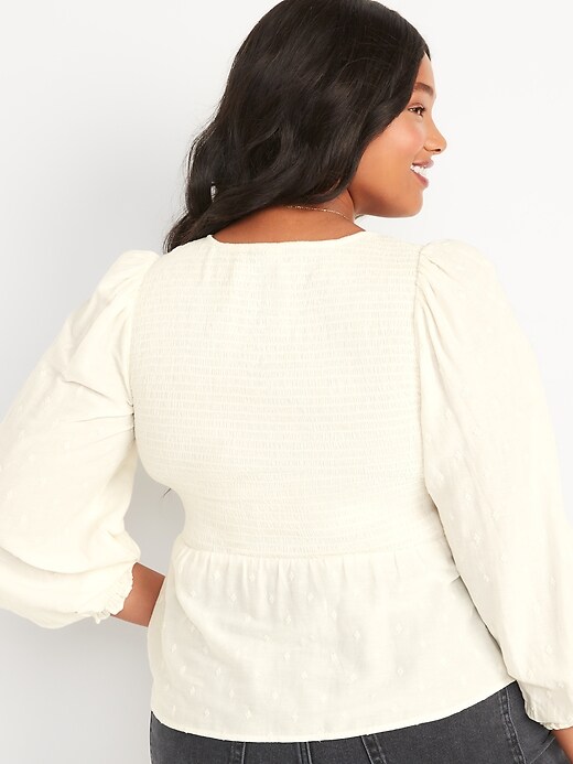 Image number 6 showing, Long-Sleeve Smocked Embroidered Blouse for Women