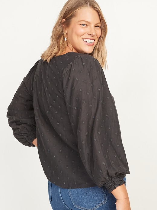 Image number 2 showing, Long-Sleeve Clip-Dot Blouse for Women
