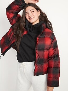 old navy red puffer jacket