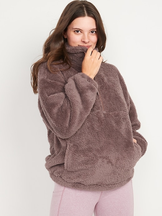 View large product image 1 of 1. Maternity 1/2-Zip Sherpa Pullover