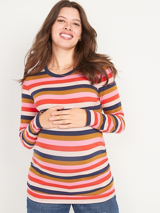 Image number 1 showing, Maternity EveryWear Long-Sleeve Crew-Neck T-Shirt