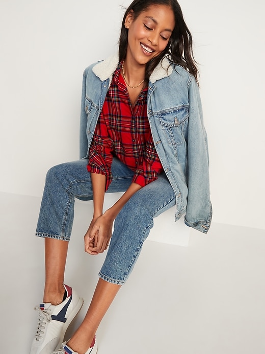 Image number 3 showing, Long-Sleeve Plaid Flannel Shirt for Women
