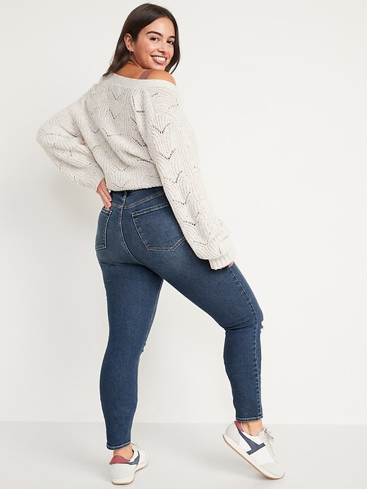 Image number 2 showing, High-Waisted Rockstar Super Skinny Ripped Jeans for Women