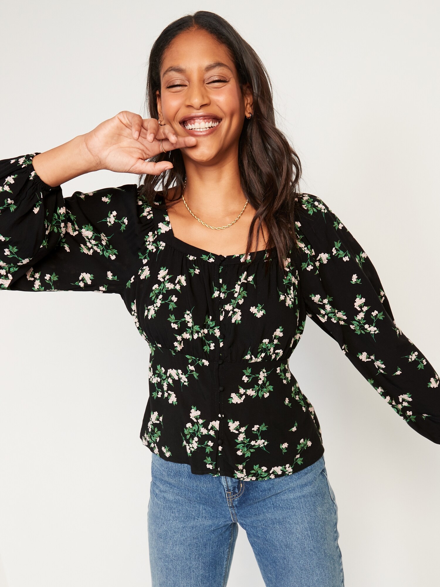 Floral Print Square Neck Blouse Old Navy 6353