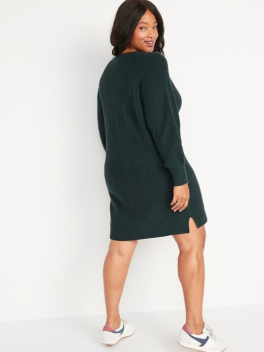 Image number 8 showing, Long-Sleeve Rib-Knit Mini Sweater Dress for Women