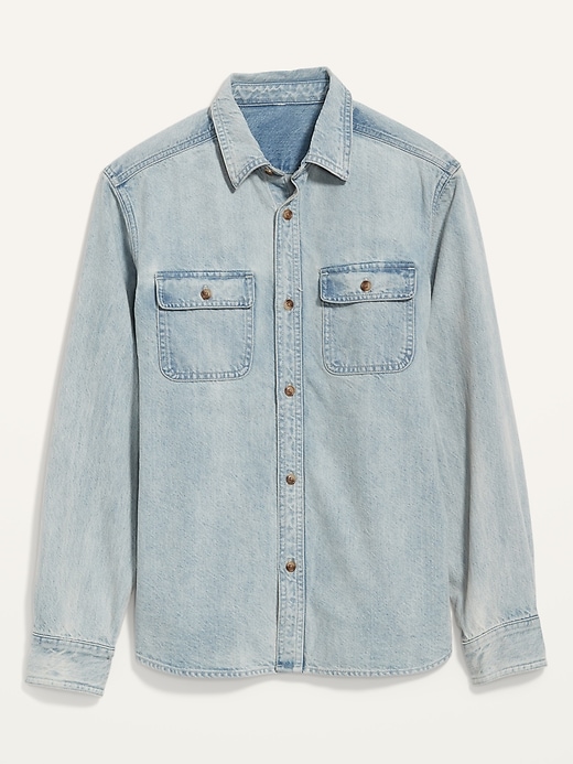 Image number 4 showing, Gender-Neutral Long-Sleeve Jean Workwear Shirt for Adults