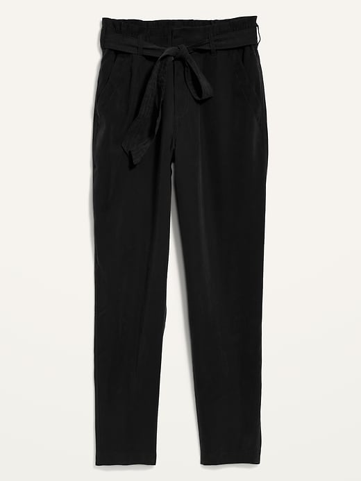 Image number 3 showing, High-Waisted Cropped Belted Straight-Leg Pants for Women