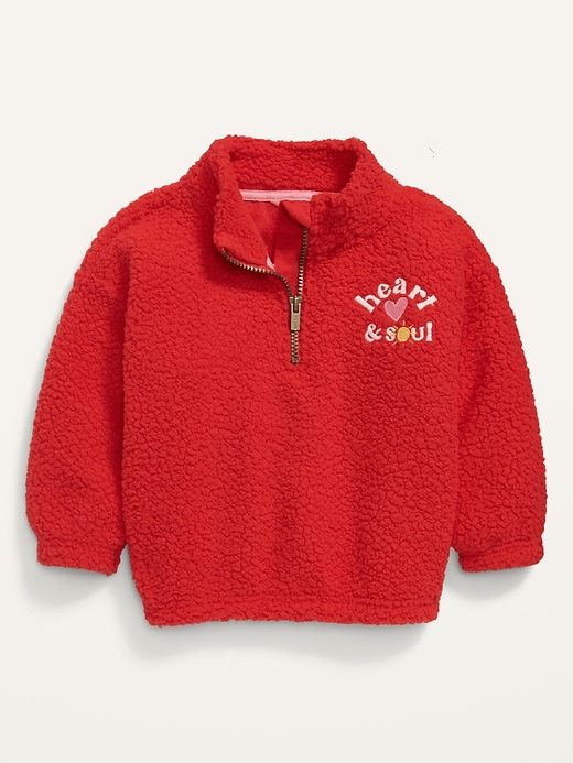 View large product image 1 of 2. Unisex Cozy Sherpa Quarter-Zip Jacket for Toddler