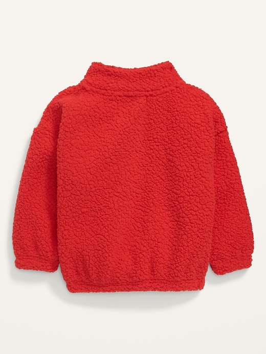 View large product image 2 of 2. Unisex Cozy Sherpa Quarter-Zip Jacket for Toddler