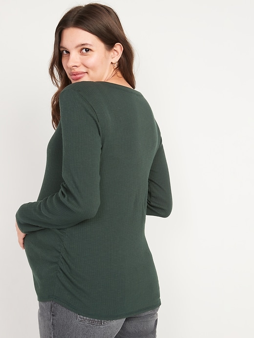 Image number 2 showing, Maternity Long-Sleeve Ribbed Henley Tee