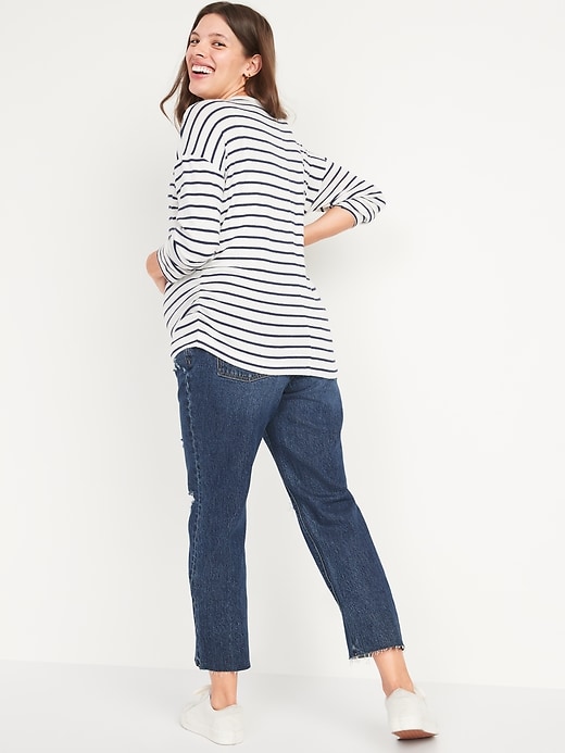 Image number 2 showing, Maternity Full Panel Slouchy Straight Ripped Jeans