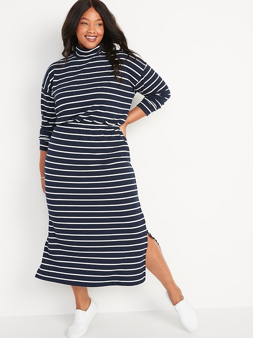 Image number 7 showing, Long-Sleeve Waist-Defined Rib-Knit Striped Midi Sweater Dress