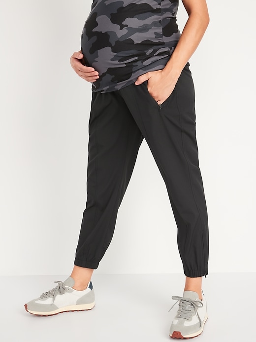 Image number 1 showing, Maternity Rollover-Waist StretchTech Jogger Pants 