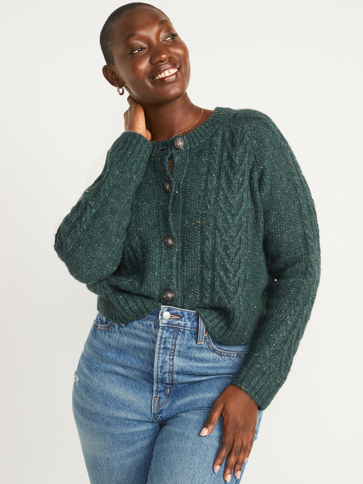 Cropped Cable-Knit Cardigan Sweater for Women | Old Navy