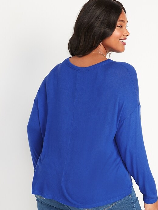 Image number 2 showing, Long-Sleeve Oversized Crew-Neck Tee for Women