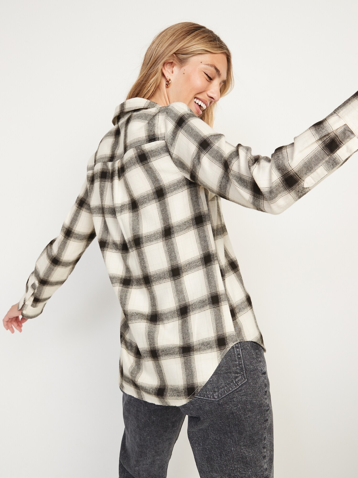 Long Sleeve Plaid Flannel Shirt For Women Old Navy