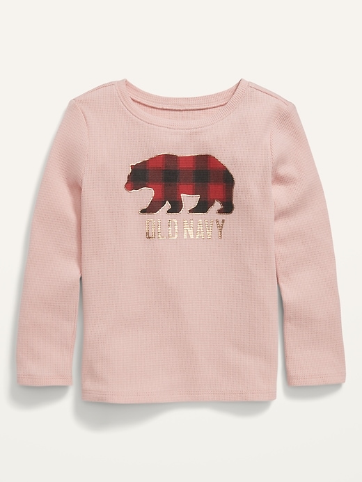 View large product image 1 of 2. Unisex Logo-Graphic Thermal-Knit Long-Sleeve T-Shirt for Toddler
