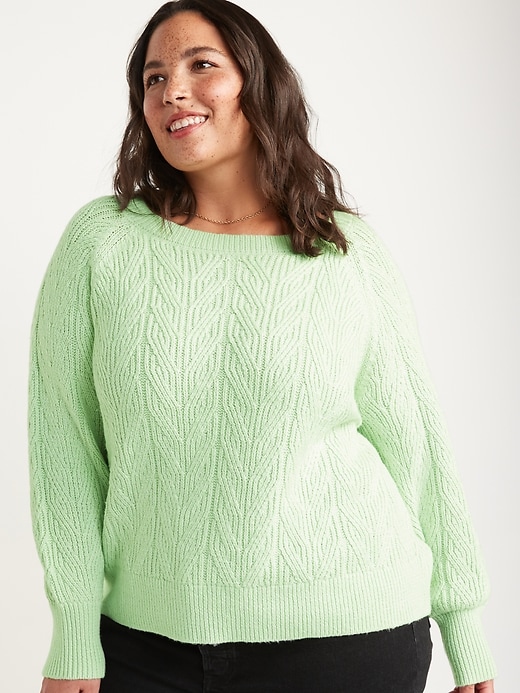 View large product image 1 of 2. Lightweight Cable-Knit Sweater