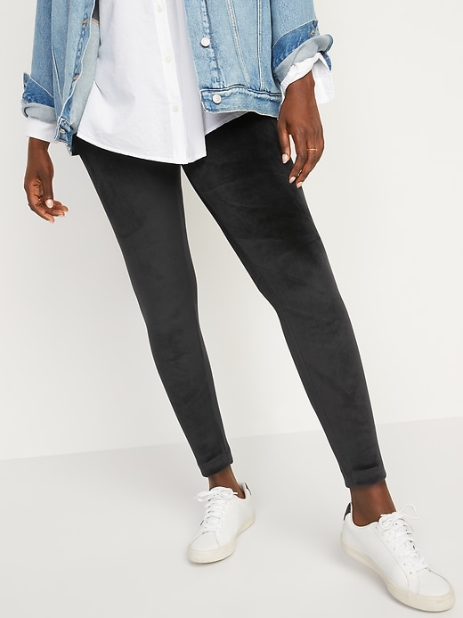 Image number 1 showing, High-Waisted Velour Ankle Leggings For Women