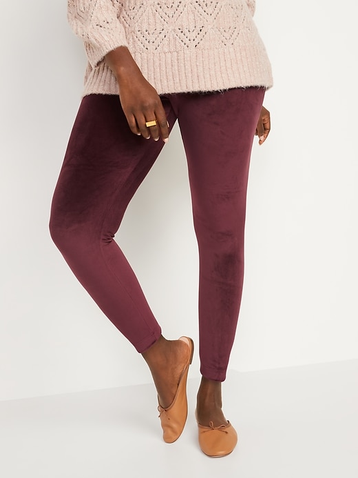 Image number 1 showing, High-Waisted Velour Ankle Leggings For Women