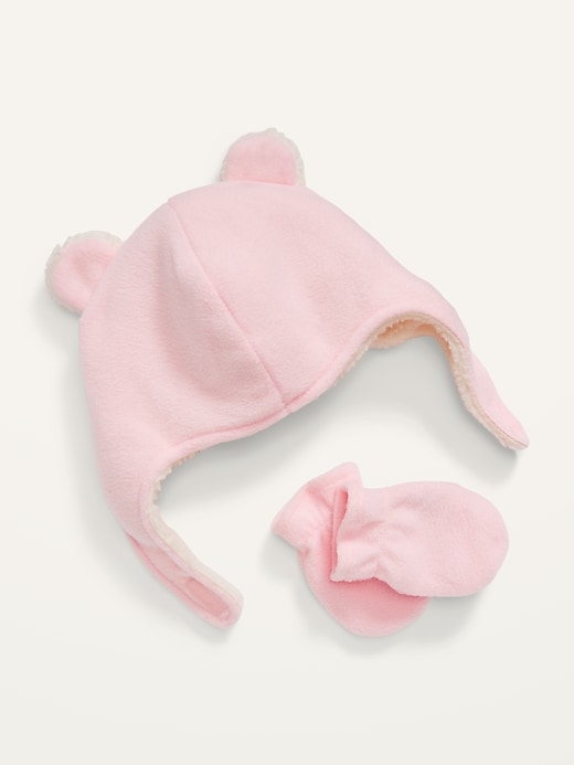 View large product image 2 of 2. Unisex Microfleece Critter Hat & Mittens Set for Baby
