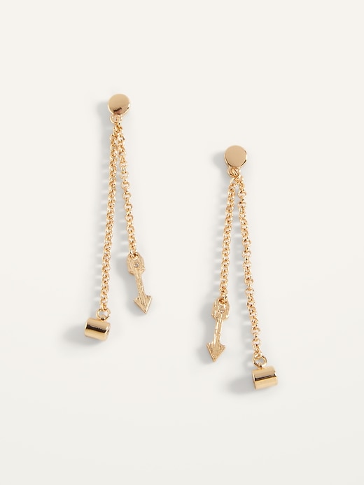 View large product image 1 of 2. Gold-Toned Pull-Through Arrow Threader Earrings for Women