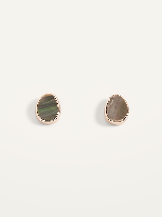 View large product image 1 of 2. Gold-Toned Mussel-Shell Stud Earrings for Women