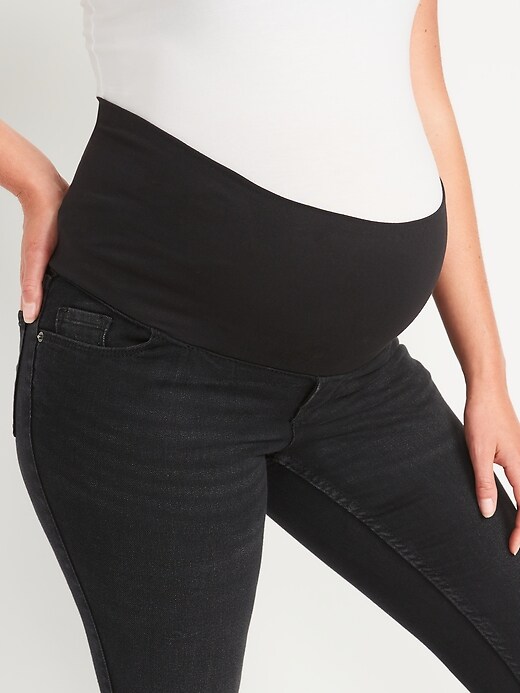Image number 4 showing, Maternity Rollover Panel Black Skinny Jeans